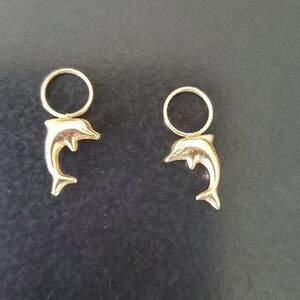 REAL! NEW! 14kt gold earring charms. Dolphin 🐬 put on hoops,hooks,bracelet,neck